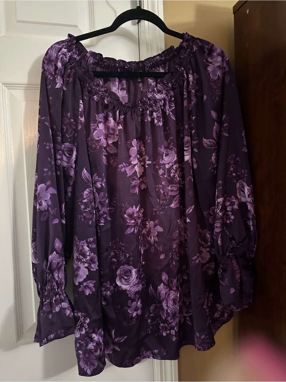 Talbots Purple Floral Peasant Blouse